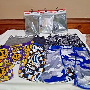 PSD Mens Boxer Briefs 6 Pack L 36-38 Smile Camo Solid